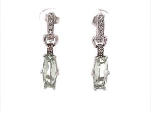 Sparkling Drops of Color Aqua & Diamond Door Knocker Dangle Earrings in 14k White Gold Estate $925 Retail VIDEO