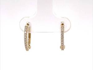 Brand New Must-Have Luxury Timeless  0.14ctw Diamond Hoop Huggie Earrings in 14k Yellow Gold $900 Retail