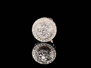 Single Stud Earring w. Cluster of Round Diamonds set in Yellow Gold $1700 Retail VIDEO