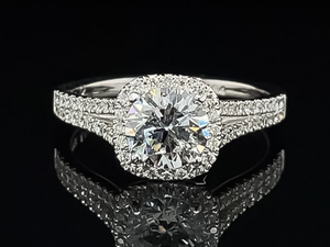 Never Worn 1.06ct. Diamond Halo Estate Engagement Ring in 14k White Gold 1.34ctw. $9450.00 VIDEO