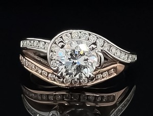 Eye Catching Estate Ring w 1.06ct. Center Round Diamond in 14k White & Rose Gold Channel 1.39ctw. $8,850 Retail VIDEO