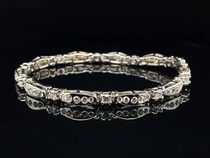 Glistening 1.50 Carat Diamond Tennis Bracelet in 14k White Gold Retro Bezel Set Links  $6,450 Retail  VIDEO