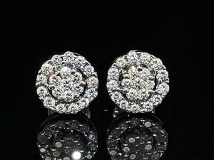 2.00 Carat Xtra Large Diamond Stud Earrings (VS-G) in 18k White Gold Halo Screw Backs $5450 Retail VIDEO