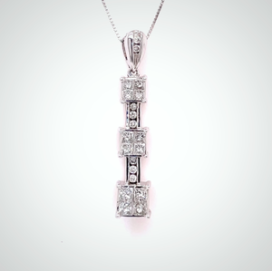 Romantic 1.53 ctw Diamond Past, Present, & Future Journey Pendant 16 Necklace in 14k White Gold Estate $3,750 Retail VIDEO