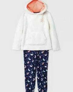 CAT &amp JACK UNICORN Hooded Soft Fleece PAJAMA SET Size M