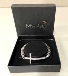 lot 122 image: Mivita Silver Black Sideways Cross Stretch Bracelet