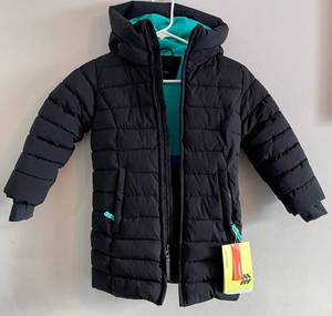 lot 7 image: All in Motion Girls Long Warmest Winter Coat Black Teal Size XS 45