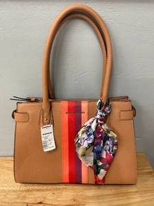 lot 101 image: &nbspDana Buchman Cora Satchel Brown Multi Crossbody Shoulder Handbag Purse
