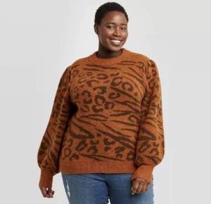 lot 111 image: Ava & Viv Animal Print Pull Over Knit Sweater Size 1X 