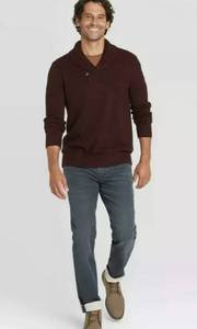 lot 110 image: Goodfellow & Co Burgundy Mens Regular Fit Pullover Shawl Sweater Size XXL