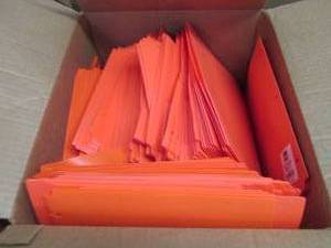 Box of Orange Poly 2 Pocket Folders...