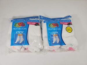 lot 55 image: 2 New 6 Packs of Womens Fruit of the Loom Crew Socks