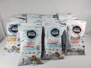lot 61 image: 21 New 5.5 oz Bags of Specialty Sweet Chaos Popcorn