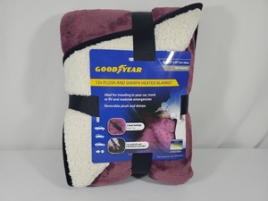 lot 65 image: New Goodyear Plush and Sherpa 12V Heated Blanket