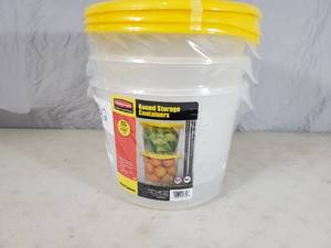 lot 102 image: New Rubbermaid 6 Quart 3 Pack of Round Storage Containers