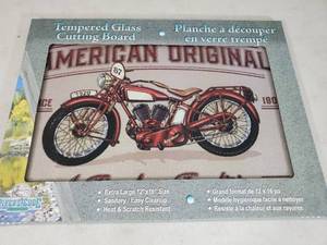 lot 130 image: New American Original Motorcycle Tempered Glass Cutting Board