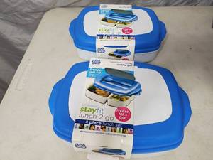 lot 195 image: 2 New Cool Gear Stay Fit Lunch To Go 4 Piece Lunch Sets