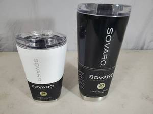 lot 196 image: 2 New Sovaro Stainless Steel Tumblers