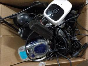 Box of Misc. Camaras and Cords...