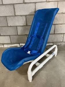 lot 2 image: MSRP $800 Columbia Medical Tilt-In-Space Reclining PVC Bath Chair Model 8610 - Great Condition Optional Head and Lateral Support Pads In 1st Picture Are Not Included However Can Be Ordered Online