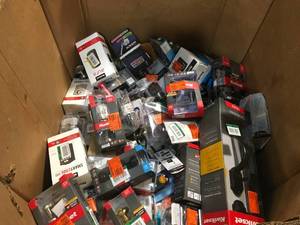 Gaylord with assorted Door knobs, misc items, tools and hardware various models and conditions see pictures