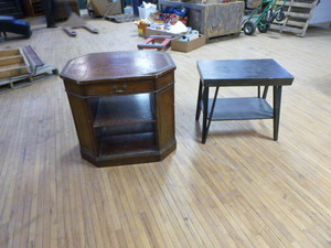 lot 77 image: Vintage Table with Shelves and Small Table.