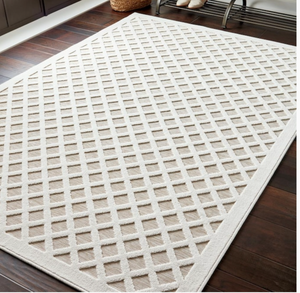 lot 8 image: New allen  roth Lifestyle Performance Pippa 8 x 10 Off-white Indoor Trellis Area Rug and 2 x 3 ft Matching Rug