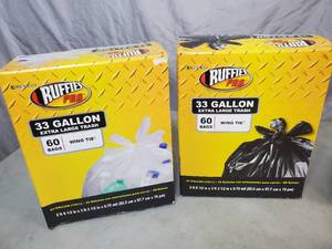 lot 60 image: 2 New Boxes of 33 Gallon Trash Bags