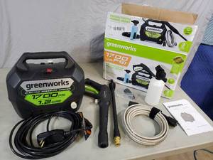 lot 84 image: New Greenworks 1700 psi Portable Electric Pressure Washer