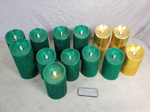 lot 94 image: 13 Luminara Flameless Pillar Candles with Universal Remote