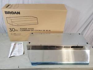 lot 101 image: New Broan 30 inch Stainless Steel Exhaust Hood