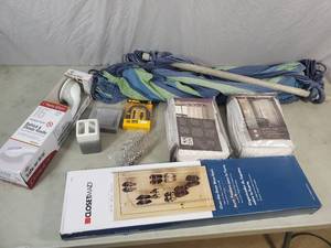 lot 121 image: Door Shoe Rack, Curtains, Hanging Outdoor Chair, and More