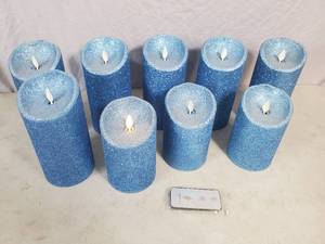 lot 125 image: 9 Luminara Flameless Pillar Candles with Universal Remote