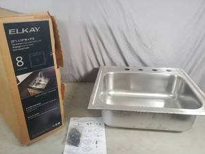 lot 145 image: New Elkay Single Bowl Stainless Steel Sink