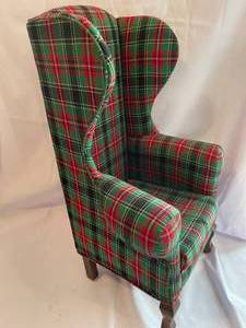 lot 58 image: Decorative Plaid Doll Upholstered Wingback Chair