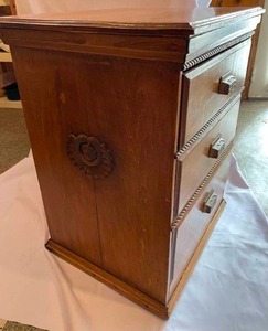 lot 79 image: Vintage Three Drawer Storage Piece with Brass Handles