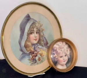 lot 91 image: Two Round Adorable Vintage Children Prints