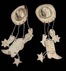 lot 123 image: Pair of Cowboy Themed Earrings