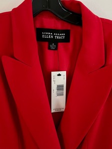 lot 118 image: (New) Two Piece Red Pant Suit by Linda Allard Ellen Tracy