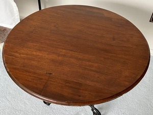 lot 48 image: Vintage Table With Ornate Metal Legs