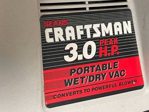lot 265 image: Craftsman 3 HP Wet  Dry Vac