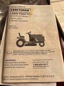lot 266 image: Craftsman Lawn Tractor 18 HP 42 Inch Mower With Electric Start