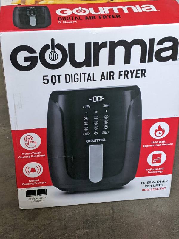 Air Fryers, Gourmia GAF536 5-Quart Digital Air Fryer - No Oil Healthy  Frying - 9 One-Touch Cooking Functions - Guided Cooking Prompts - Easy  Clean-Up - Recipe Book Included