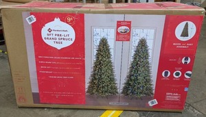 lot 27 image: Members Mark 9 Grand Spruce Pre-Lit Christmas Tree