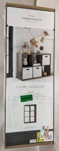 lot 25 image: Threshold 6 Cube Organizer Shelf 13 Weathered Grey