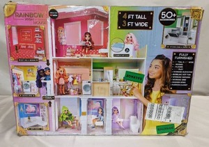 lot 36 image: Rainbow High House  3-Story Wood Doll House (4-Ft Tall & 3-Ft Wide)