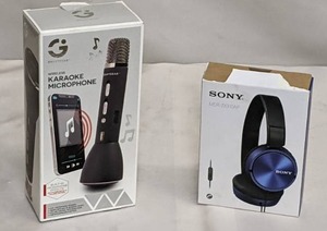 lot 51 image: Wireless Karaoke Microphone AND Sony ZX Series Wired On Ear Headphones with Mic - MDR-ZX310AP