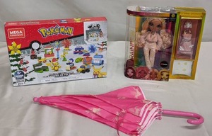 lot 65 image: Rainbow High Georgia Bloom Fashion Doll, Mega Construx Pokmon Holiday Calendar Construction Set AND Kids Unicorn Stick Umbrella - Cat & Jack