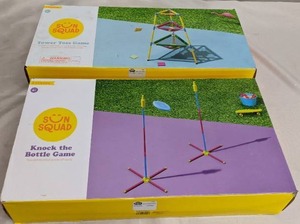 lot 56 image: Bottle Smash Game Set - Sun Squad AND Tower Toss Game Set - Sun Squad