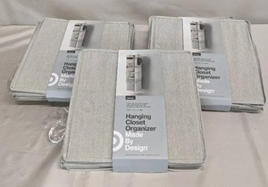 lot 79 image: Target Made By Design 6 Shelf Hanging Fabric Storage Organizer Light Gray S-Hook (3 Pieces)
